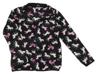 Čierna fleecová prepínaci mikina s jednorožcami Young Idols