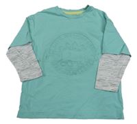 Mátovo-sivé tričko s 3D dinosaurom F&F