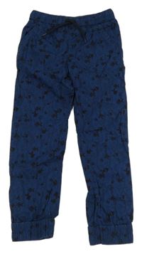 Tmavomodré plátěné cuff kalhoty s rybičkami Kiki&Koko