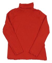 Červené rebrované tričko s rolákom M&S