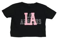 Černé crop tričko s nápisem