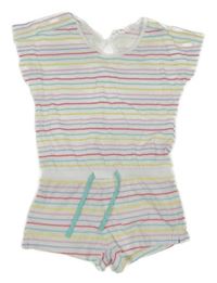 Bílý bavlněný kraťasový overal s proužky Alive