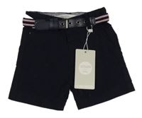 Nové - Tmavomodré plátěné chino kraťasy s páskem Losan