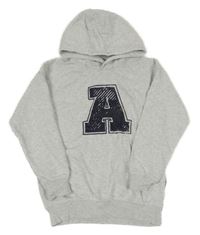 Sivá melírovaná mikina s písmenkom a kapucňou Yigga