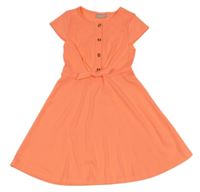 Neónově oranžové rebrované šaty s mašlou Matalan