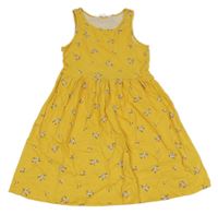 Žlté bavlnené šaty s kvietkami H&M