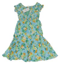 Nové - Pomněnkové žabičkové šaty s květy Piping Hot