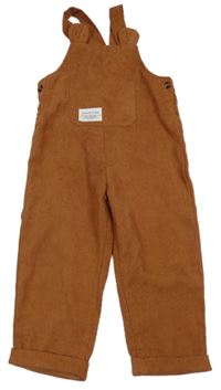 Hnedé rebrované na traké nohavice s vreckom Shein