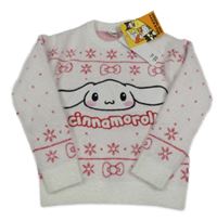 Nové - Biely chlpatý sveter so zajačikom Sanrio