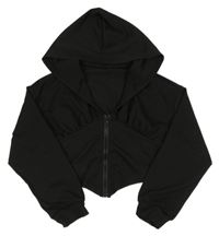 Čierna prepínaci crop mikina s kapucňou