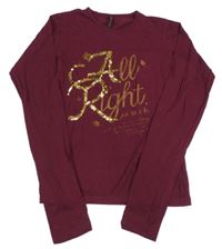 Vínové triko s nápisem a flitry vel. 16 let