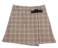Svetloružová -čierno-biela kockovaná sukňa s přeskou C&A