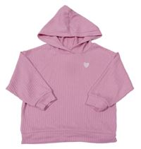 Ružová rebrovaná pletená mikina s kapucňou H&M