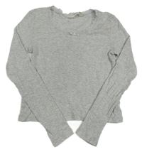 Sivé vzorované crop tričko s čipkou H&M