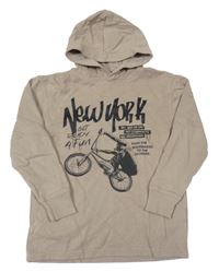 Béžová mikina s bicyklom a kapucňou C&A