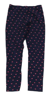 Tmavomodré legíny s růžovými srdíčky PRIMARK