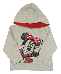 Světlešedá melírovaná mikina s Minnie a kapucí Next