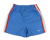 Modro-bílé šusťákové sportovní kraťasy s logem a pruhy Nike
