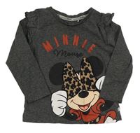 Tmavosivé melírované tričko s Minnie a volánikmi Disney