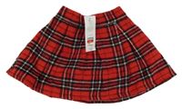 Nové - červeno-čierno-biela kockovaná vlnená sukňa zn. F&F