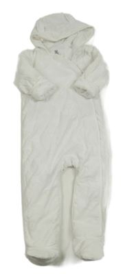 Biela zateplená kombinéza s hviezdičkami a kapucňou s uškami Bluezoo