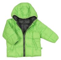 Křiklavě zelená prošívaná šusťáková zateplená bunda s kapucí Benetton