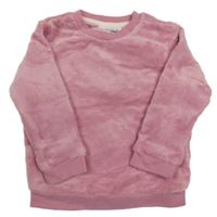 Růžová plyšová mikina se srdíčky Ergee