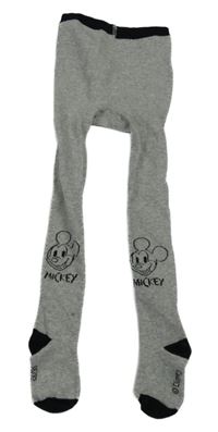 Sivo-čierne melírované pančuchy s Mickey Disney
