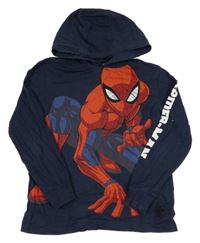 Tmavomodré triko se Spidermanem a kapucí Next