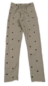 Hnědošedé puntíkaté teplákové legíny H&M