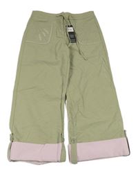 Nové - světlekhaki široké šusťákové rolovací kalhoty se srdíčky s flitry Rocha John Rocha