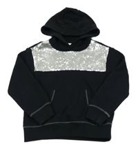 Čierna tepláková mikina s flitrami a vreckom a kapucňou M&S