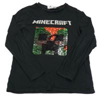 Černé triko s Minecraft z překlápěcích flitrů PRIMARK
