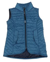 Petrolejová prešívaná šušťáková funkčná jezdecká zateplená vesta FOuganza