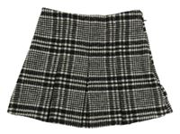 Čierno-biela kockovaná vzorovaná vlnená sukňa Next