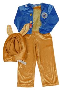 Kostým - 2Set - Medovo-modrý plyšový overal + čepice s oušky - Králíček Peter Rabbit