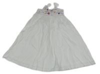 Biele plátenné letné šaty s kvetmi a flitrami H&M