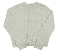 Bílý ažurový propínací crop svetr M&S