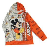 Bielo-červená športová mikina s Mickey a kapucňou