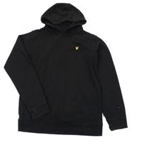 Černá vzorovaná mikina s nášivkou a kapsou a kapucí LYLE&SCOTT