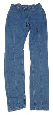 Modré šisované skinny fit waist mid rifle H&M