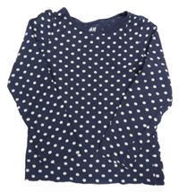 Tmavomodro-biele bodkovaná é tričko H&M