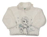 Biela chlpatá bunda s Elsou Disney
