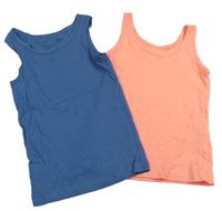 2x tílko - modré + neonově oranžové