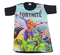 Modro-zeleno-čierne tričko so Spidermanem - Fortnite