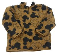 Hnědá huňatá mikina s Mickeym Disney