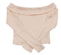 Růžové žebrované crop triko s volánem H&M