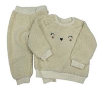 2set - Světlebéžová huňatá mikina s čumákem + tepláky H&M