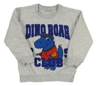 Svetlosivá melírovaná mikina s dinosaurom Nutmeg