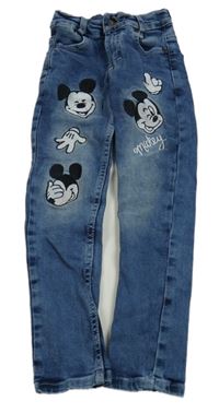 Tmavomodré skinny rifle s Mickeym